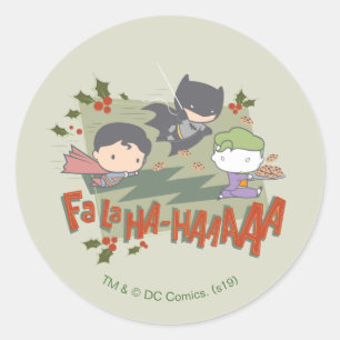 Sticker Rond Justice League Chibi Holiday Cookie Chase