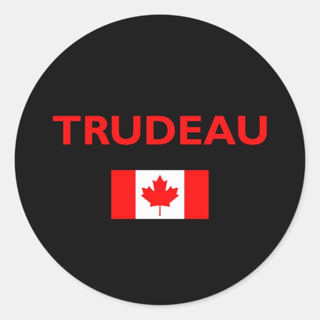 Sticker Rond Justin Trudeau Canada Drapeau canadien foncé (Devant)