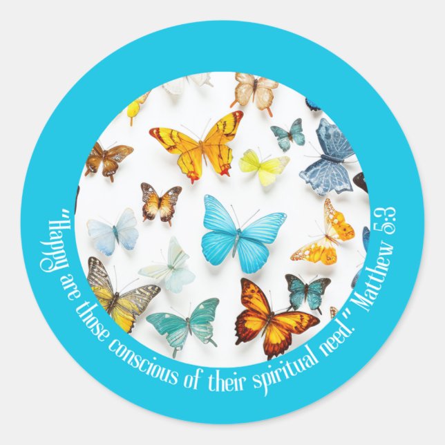 Sticker Rond JW 2026 Year Text Colorful Butterflies (Devant)