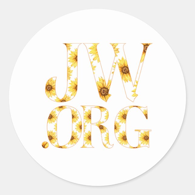 Sticker Rond JW.org avec des tournesols pour les témoins de Jéh (Devant)