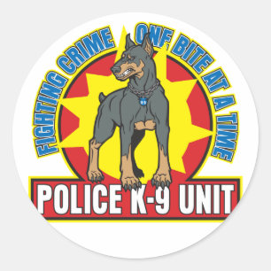 Sticker Rond K9 Doberman Bite