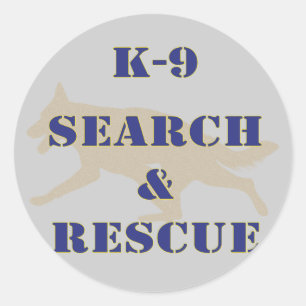 Sticker Rond K-9 Recherche et Secourt GSD