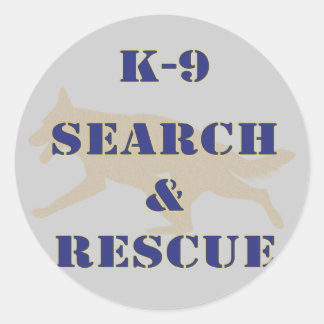 Sticker Rond K-9 Recherche et Secourt GSD