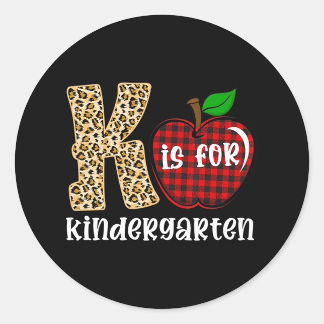 Sticker Rond K Est Pour Le Jardin D'Enfants Enseignant Leopard  (Devant)