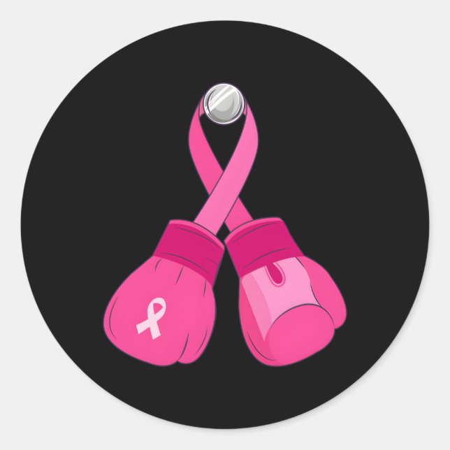 Sticker Rond K Gants de boxe Symbole de lutte contre le cancer  (Devant)