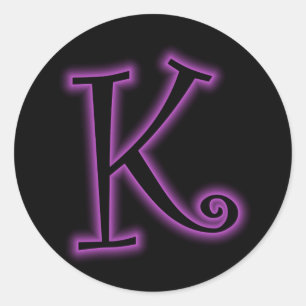 Sticker Rond K Monogram Purple Neon