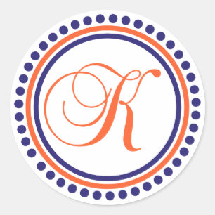 Sticker Rond K Monogramme (bleu/orange point cercle)