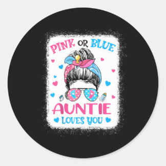 Sticker Rond K or Blue Auntie You Gender Reveal Messy Bun