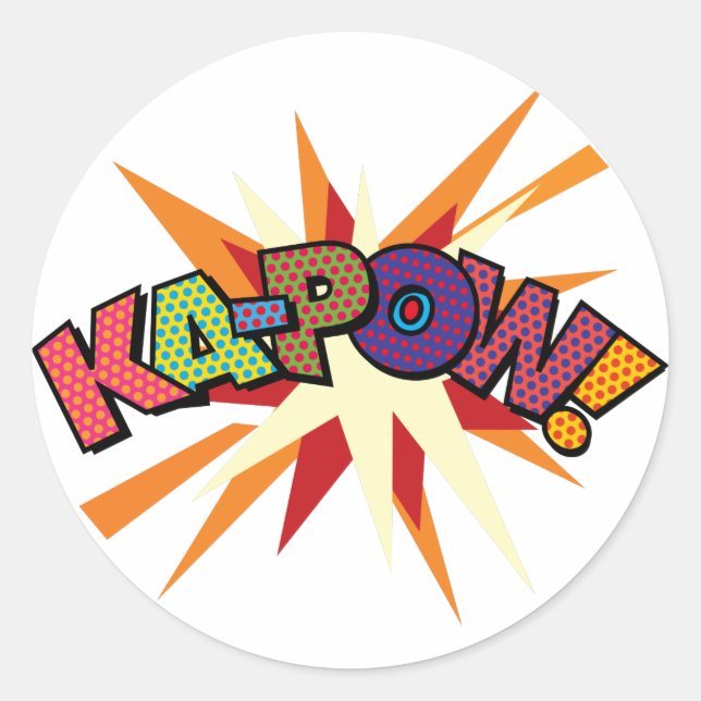 Sticker Rond KA-POW Amusant Art Pop Comic Retro (Devant)