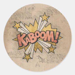 Sticker Rond KABOOM ! Livre de bande dessinée vintage Steampunk