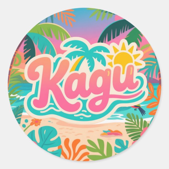 Sticker Rond Kagu Tropical (Devant)