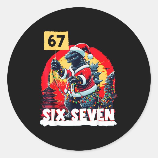 Sticker Rond Kaiju Christmas 67 Santazilla Japanese Monster Din (Devant)