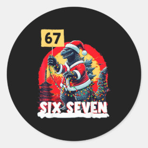 Sticker Rond Kaiju Noël 67 Santazilla Monstre Japonais Din