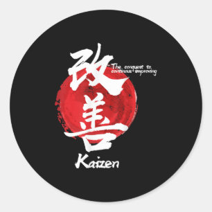 Sticker Rond Kaizen Japonais Améliorer Coffre de concept Callig