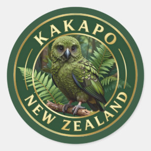 Sticker Rond 🦜 Kakapo faune de Nouvelle-Zélande
