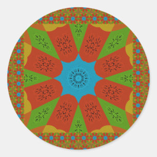 Sticker Rond Kaleidoscope Bloom Une couleur d'impression africa