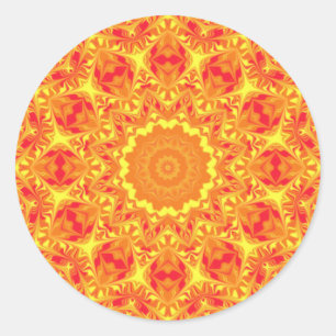 Sticker Rond Kaléidoscope de fleur du feu