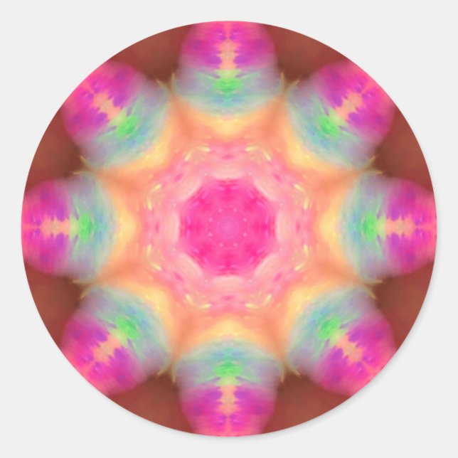 STICKER ROND ~ KALEIDOSCOPE FLUORO OCTAGON ~ (Devant)