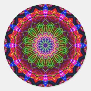 Sticker Rond Kaleidoscope psychédélique Mandala