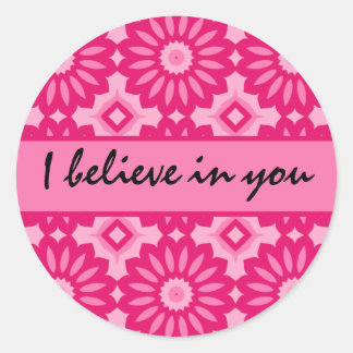Sticker Rond Kaléidoscope rose. Je crois en vous