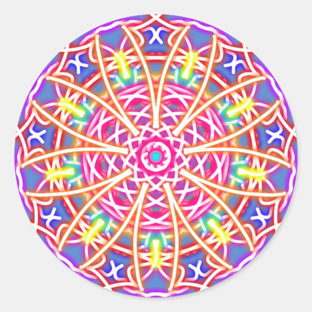 Sticker Rond Kaleidoscope sur bleu (Devant)