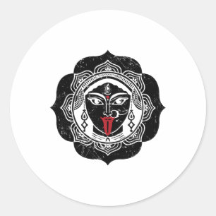 Sticker Rond Kali Déesse Hindoue Indienne Sacrée Yoga Puja K
