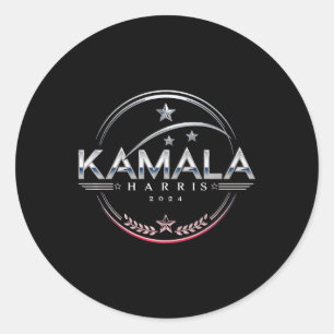 Sticker Rond Kamala 2024 Président Élection Campagne Vote Démoc