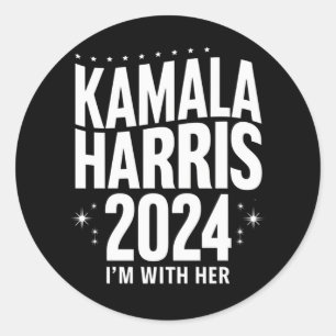 Sticker Rond Kamala 2024 Soutenez I'm With Her Kamala Harris