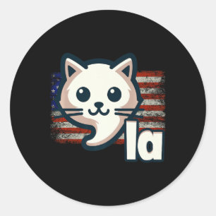 Sticker Rond Kamala Cat Usa Drapeau politique Cat Premium