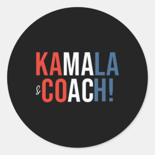 Sticker Rond Kamala Et Coach Président Kamala Harris Wheimer 2