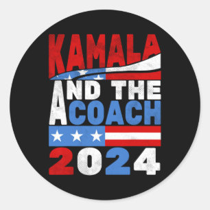 Sticker Rond Kamala Et L'Élection De La Dame Du Chat-Coach 2024