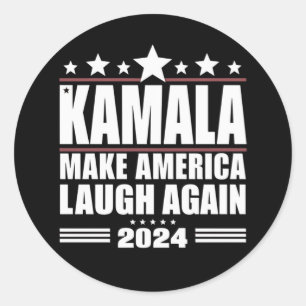 Sticker Rond Kamala Faire rire l'Amérique encore Drapeau améric