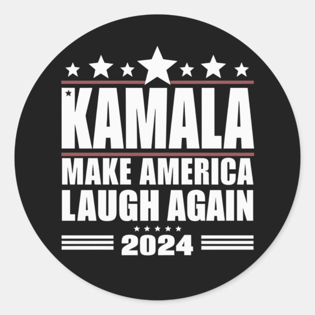 Sticker Rond Kamala fait rire l'Amérique à nouveau drapeau amér (Devant)