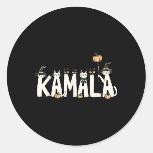 Sticker Rond Kamala Halloween Amoureux des chats Nom de la sorc