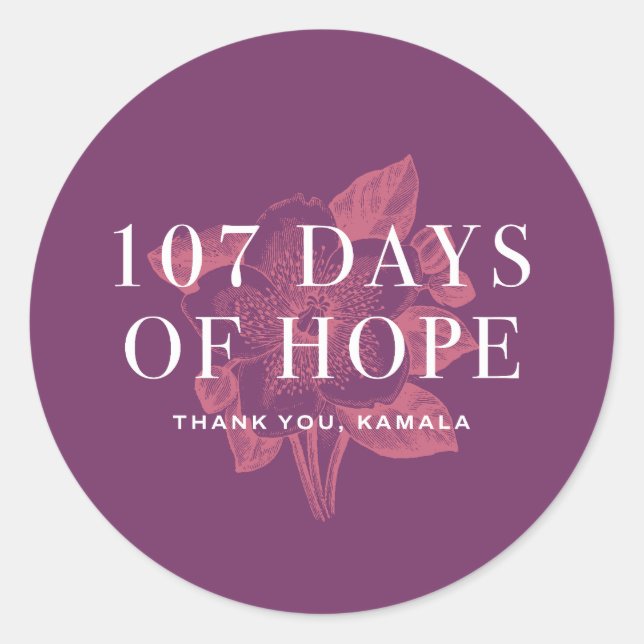 Sticker Rond Kamala Harris 107 jours (Devant)