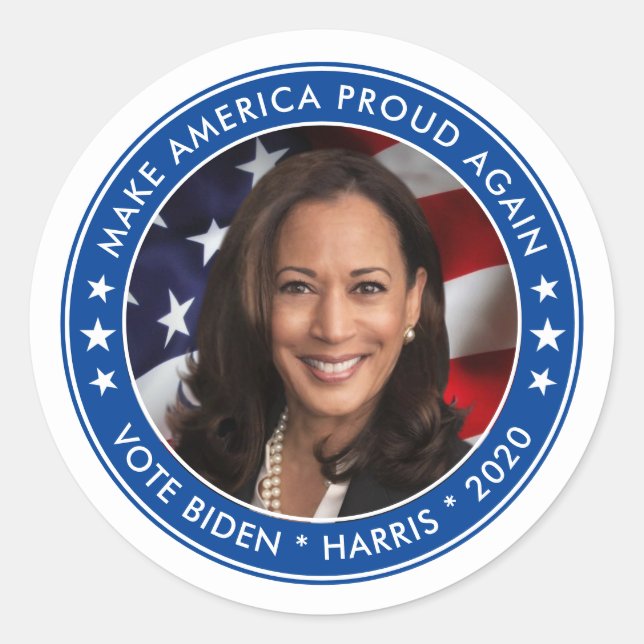 Sticker Rond Kamala Harris 2020 Campagne bleue électorale Photo (Devant)