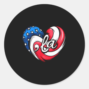 Sticker Rond Kamala Harris 2024 American Flag Heart Comma La Pa
