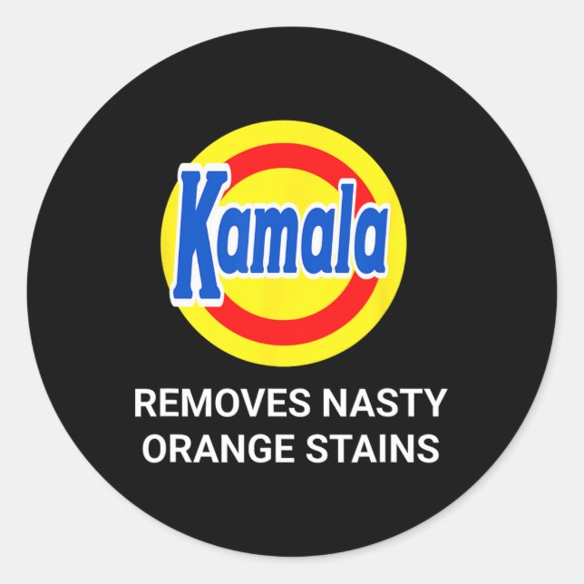 Sticker Rond Kamala Harris 2024 élimine Nasty Orange Stains Fun (Devant)