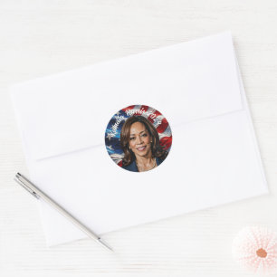 Sticker Rond Kamala Harris 2024 et American Flag