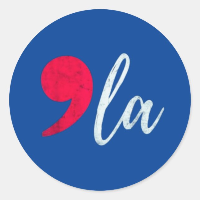 Sticker Rond Kamala Harris 2024 Président Comma La Funny (Devant)