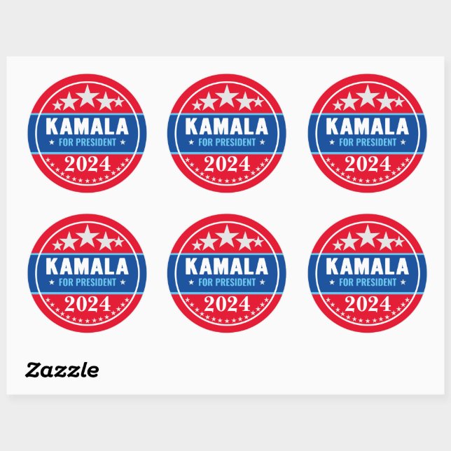 Sticker Rond Kamala Harris 2024 Présidente  (Feuille)