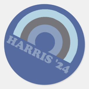 Sticker Rond Kamala Harris 2024 Rétro Arc-en-ciel 