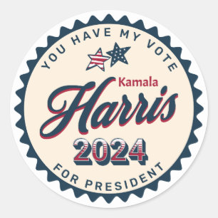 Sticker Rond Kamala Harris 2024   Vous avez mon vote