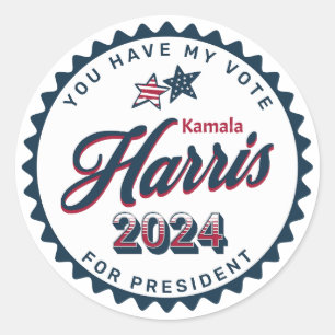 Sticker Rond Kamala Harris 2024   Vous avez mon vote