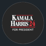 Sticker Rond Kamala Harris 24 Pour Président 2024<br><div class="desc">Kamala Harris 24 Pour Président 2024</div>