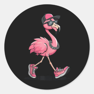 Sticker Rond Kamala Harris 47e Flamant rose Chucks Et Perles Po