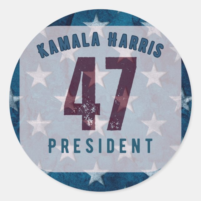 Sticker Rond Kamala Harris 47e Président. Cercle (Devant)