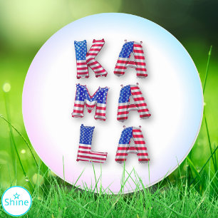 Sticker Rond Kamala Harris American Flag Balloon Alphabets mign