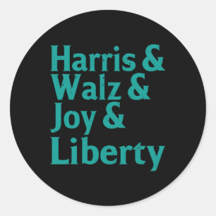 Sticker Rond Kamala Harris & W Joy Liberty Supporters Tee