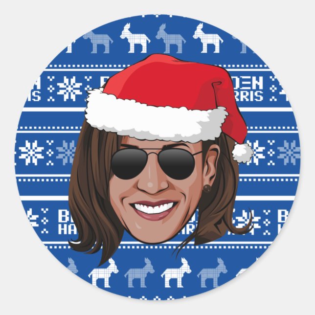 Sticker Rond Kamala Harris Aviators Holiday (Devant)